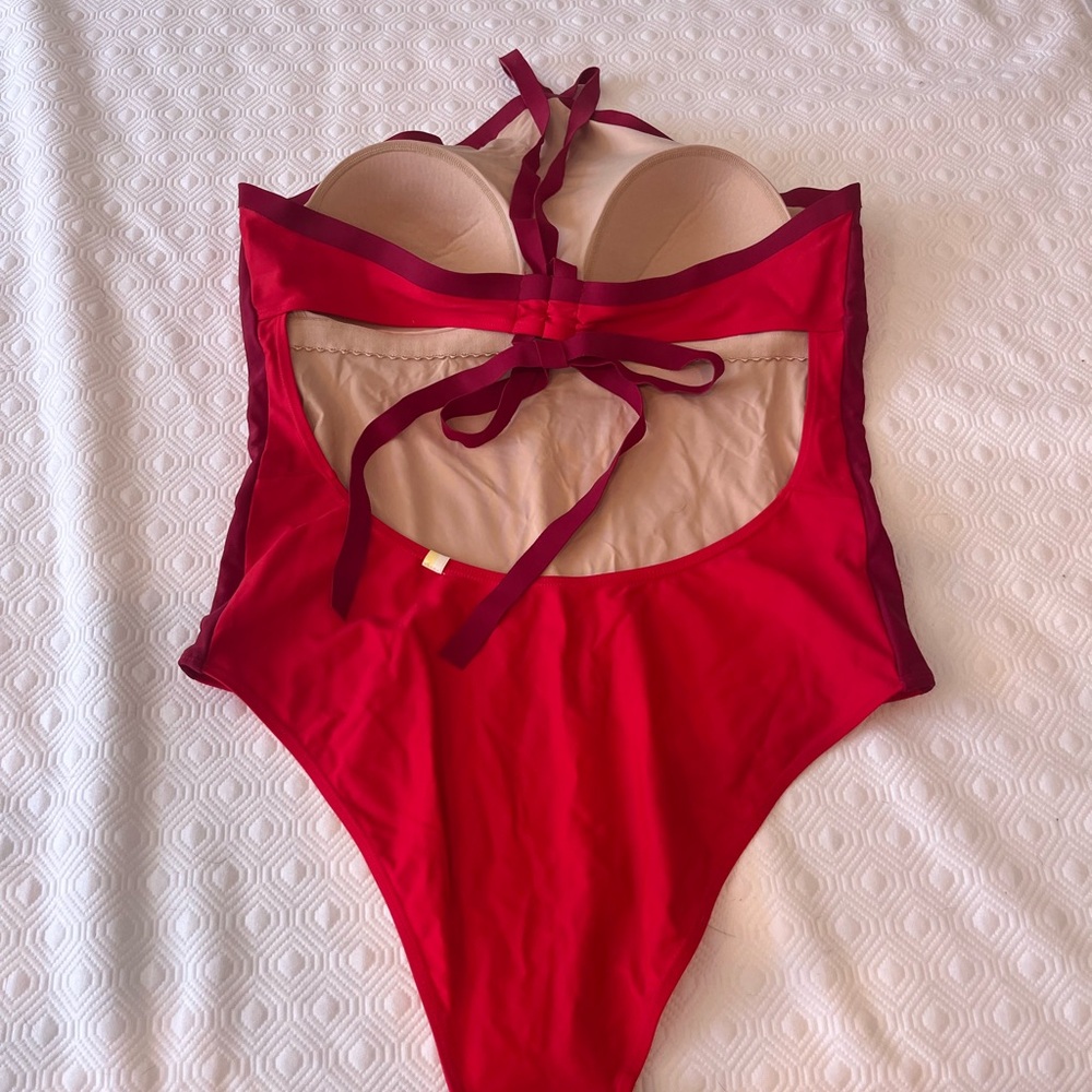 Summersalt Red One-Piece Swimsuit with Crossback Straps - Picture 3 of 4
